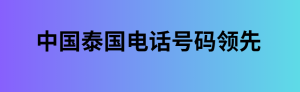 中国泰国电话号码领先 